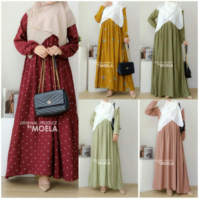 KOLEKSI DRESS by MOELA 3010 / DRESS RAYON / MIDI DRESS / SYAR'I / TUNIK / SETELAN / ONESET / GAMIS /