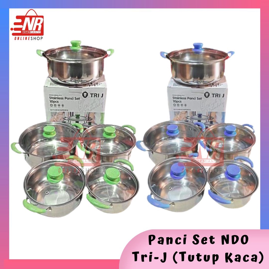 Panci set NDO triJ/Panci set NDO HC tutup kaca / Panci Set Trij/Panci set HC/Panci set stenlis