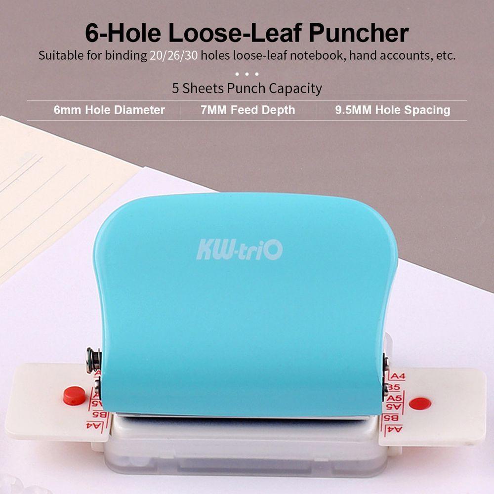 Lanfy Hole Puncher Portable Kapasitas 6mm Alat Tulis Sekolah Mengikat Perlengkapan 6-Hole Paper Punch