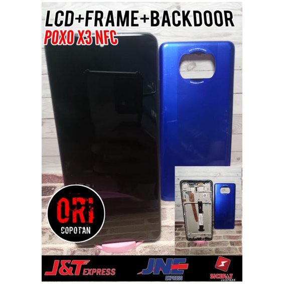 LCD + FRAME + BACKDOOR POCO X3 NFC ORI SECOND BEKAS
