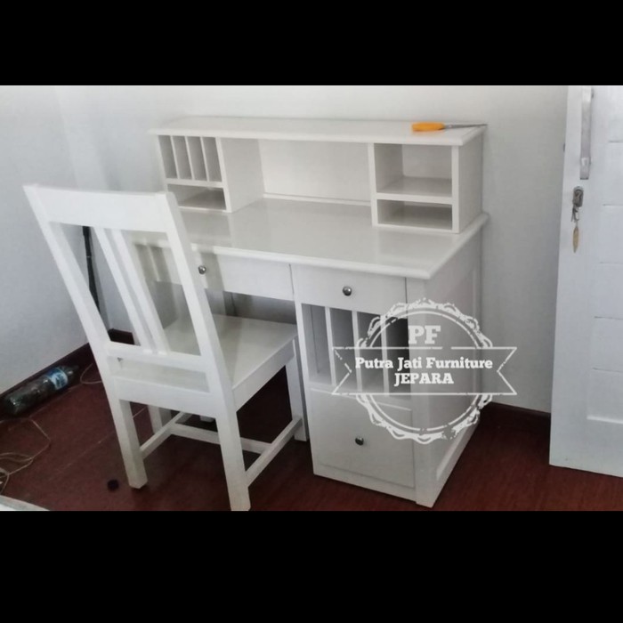 Mebel Jati Meja Belajar Jati Warna Putih Duco Meja Mebel Jati Meja Belajar Jati Warna Putih Duco Meja
