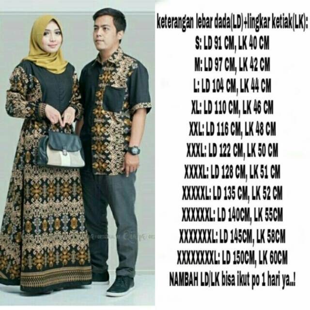 Cp couple batik sarimbit gamis jumbo bigsize murah ld 150