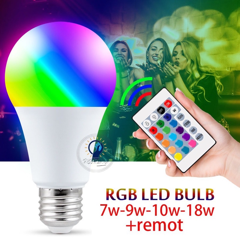 LAMPU BOHLAM 10W LED RGB BERUBAH WARNA REMOTE CONTROL ORIGINAL LAMPU HIAS WARNA WARNI LAMPU KAMAR TIDUR AESTHETIC TUMBLR PLAFON