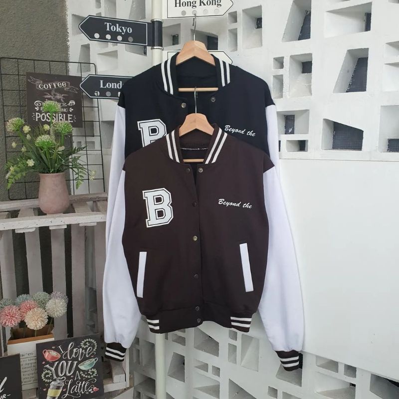 Jaket Baseball Varsity Wanita Oversize Size M.L.XL | B Beyond Baseball Jaket Wanita | Jaket Baseball | Varsity Jaket Baseball Korea