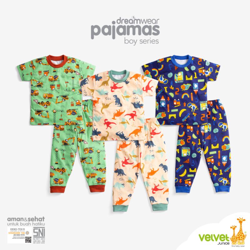 Piyama  Dreamwear Pendek Panjang Boy (isi 3 stel) Velvet Junior