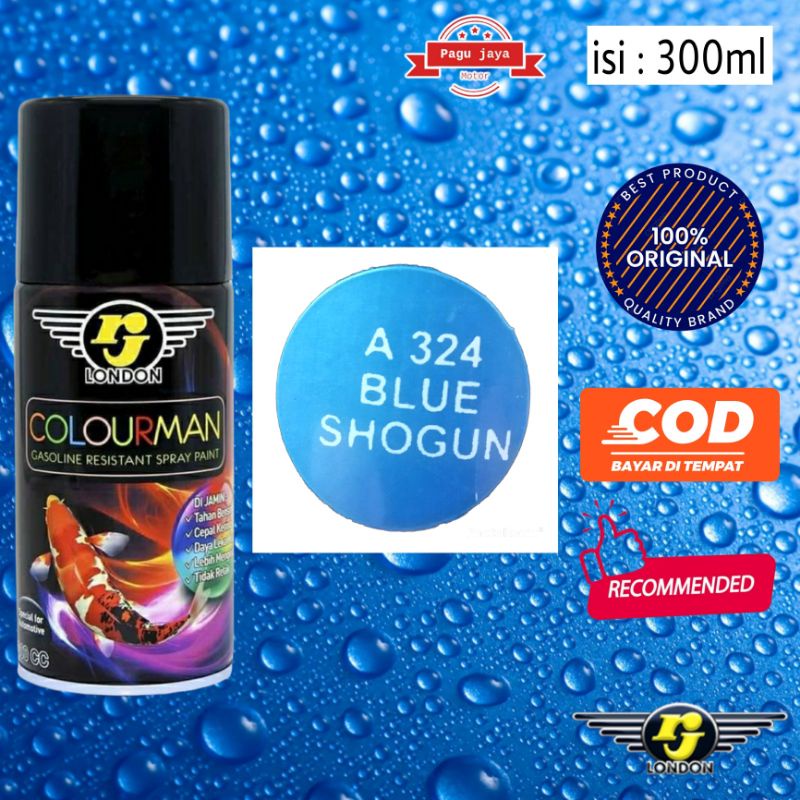 rj london colourman 300ml blue biru shogun cat semprot spray pilox pilok tahan bensin anti retak cepat kering