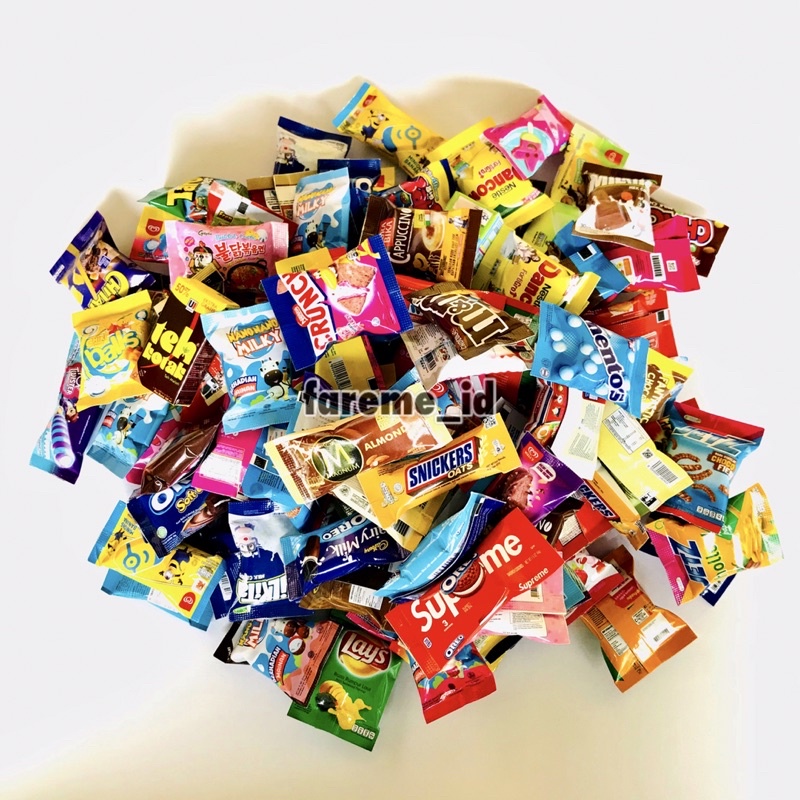 (ISI 100) PAKET USAHA MAGNET TEMPELAN KULKAS SNACK TERMURAH GROSIR / SOUVENIR / FAREME ID / MAGNET KULKAS SNACK MINIATUR GANCI GANTUNGAN KUNCI SNACK | Mainan anak