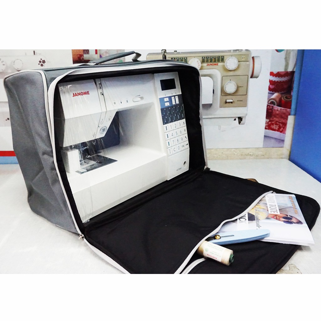 tas mesin jahit merk janome/carry case sewing machine janome - abu