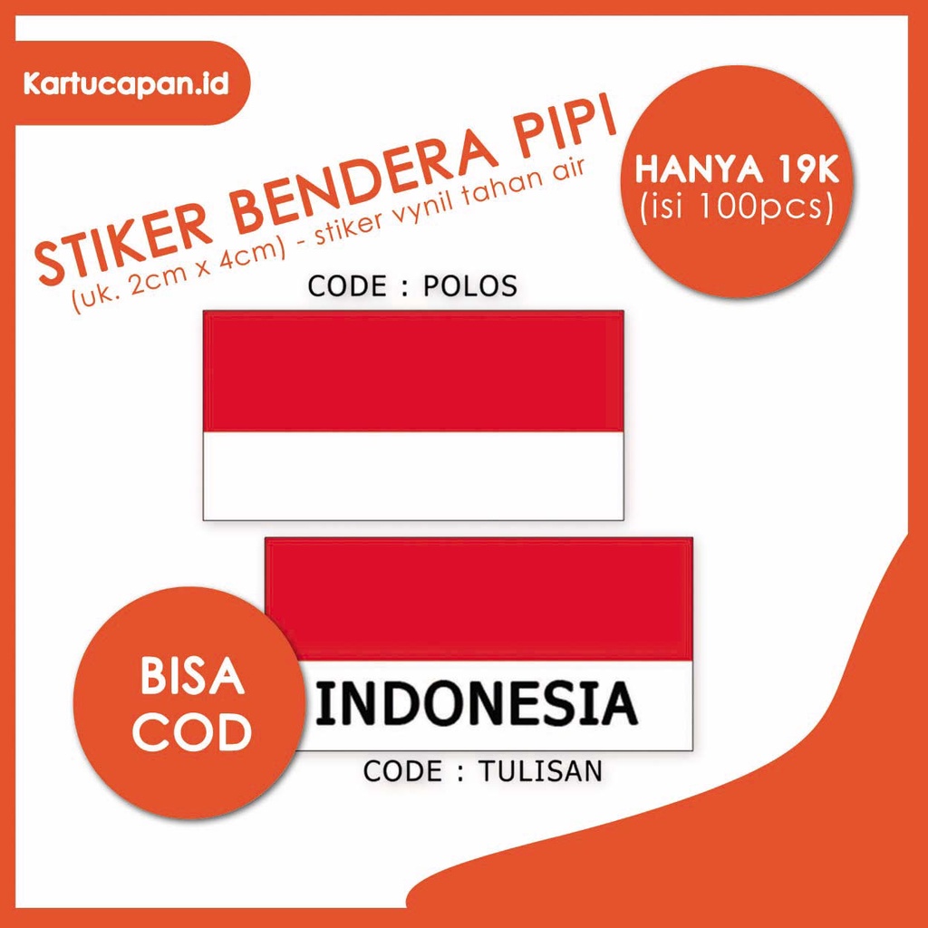 

(PAKET 100PCS) STIKER PIPI BENDERA MERAH PUTIH / STIKER BENDERA MERAH PUTIH PIPI