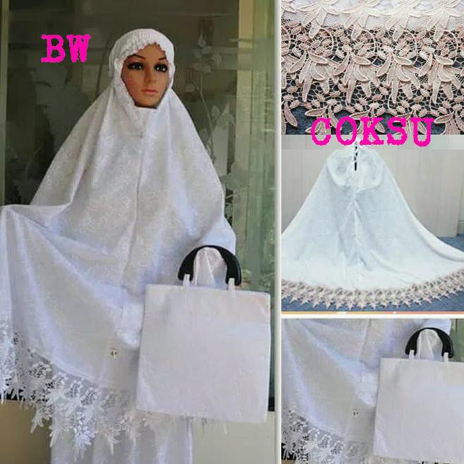 Mukena Putih Cantik Murah Renda Daun Elegant Dan Mewah