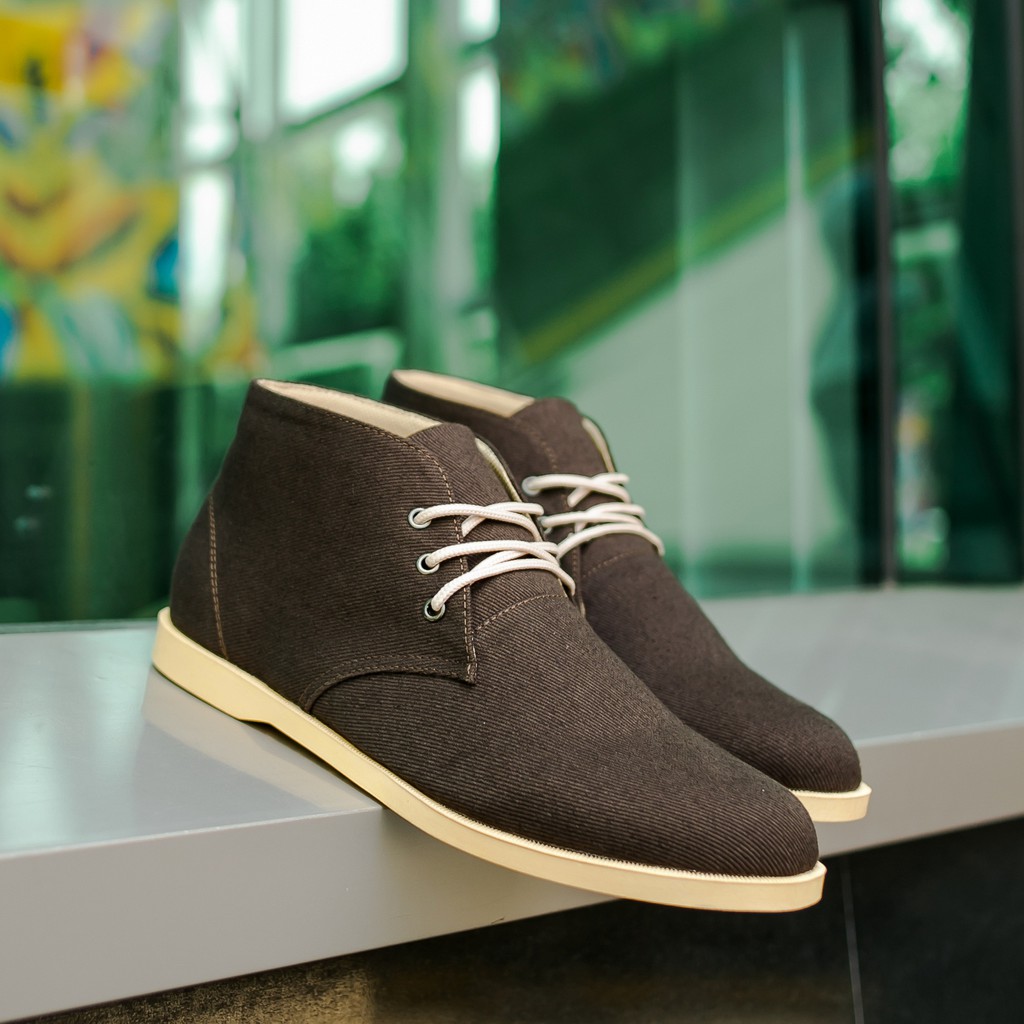 ELVRA Footwear - Sepatu Pria Sepatu Sneakers Sepatu Kasual Casual Sepatu Kanvas Canvas - Aston Brown Cream