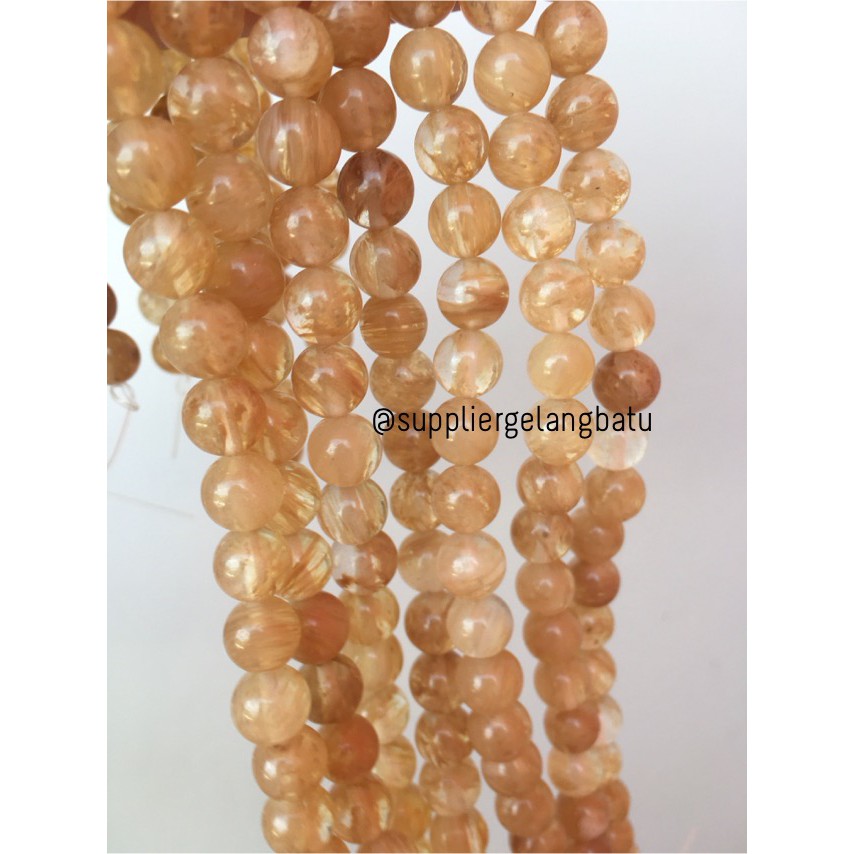 natural batu CITRINE kuning 8mm kristal yellow citrin media kesehatan aksesoris fashion pernakpernik