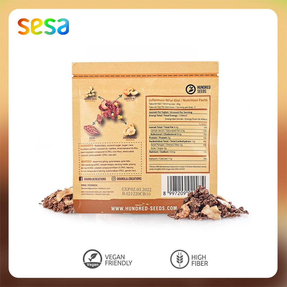 Hundred Seeds - Granola Creations Chocolate &amp; Banana 60 g