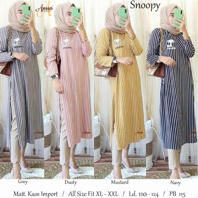 ATASAN WANITA// TUNIK SNOOPY// MATT KAOS IMPORT// ALL SIZE FIT XL-XXL// Ld 110-124, Pb 115