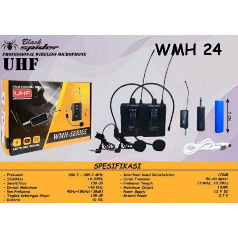 Mic Headset Wireless Black Spider WMH-24 | ISI 2 |