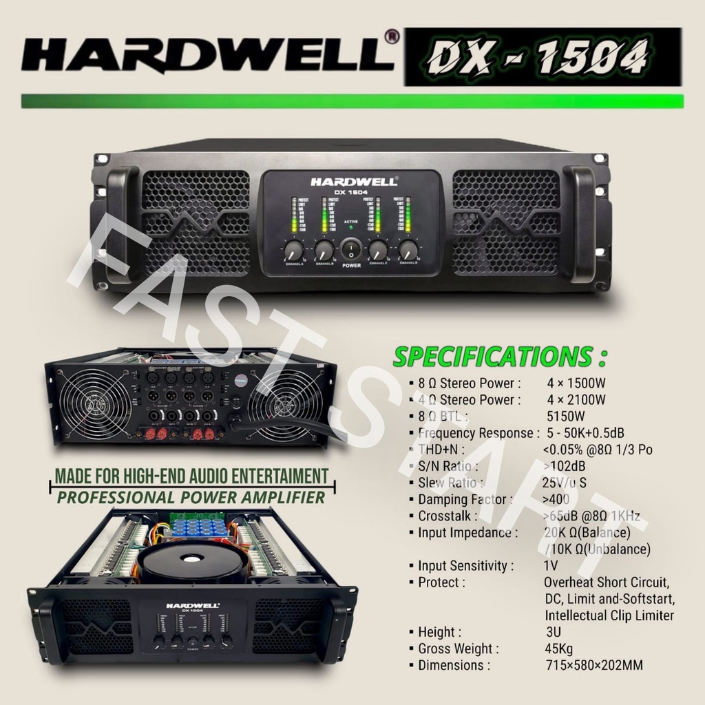 Power Amplifier 4 Channel Hardwell DX 1504 Original
