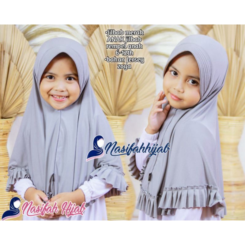 Nasifah Hijab2 - Jilbab MERAK ANAK Jilbab Rempel Anak 4-8Tahun Bahan Jersey Zoya