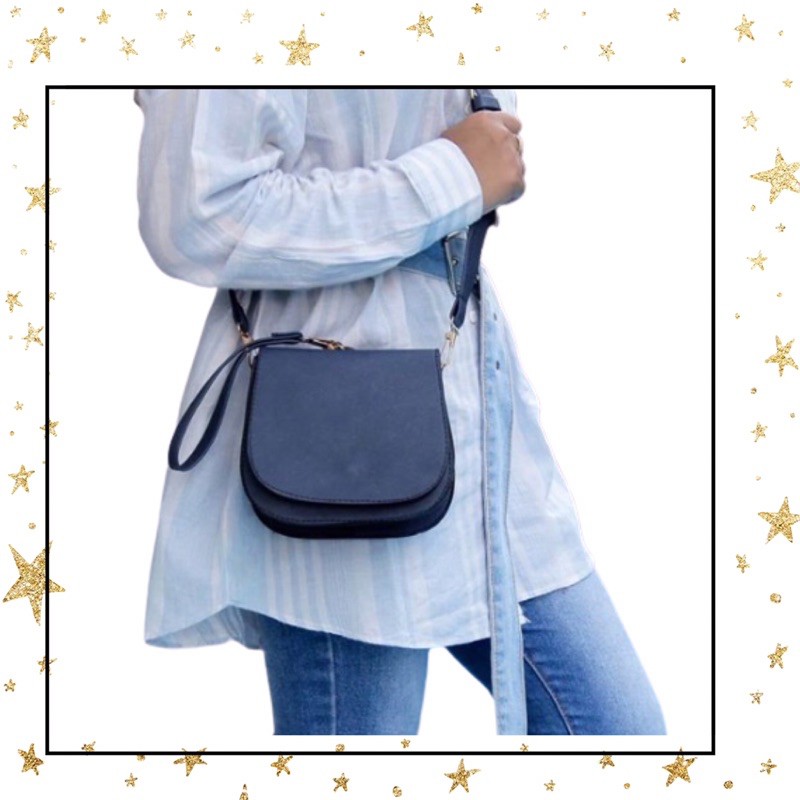 TAS PREMIUM OVAL MOI NAVY | Tas Selempang Wanita