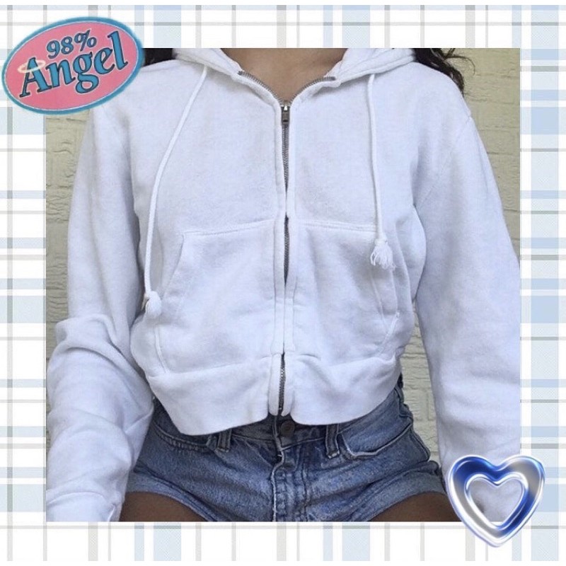 crystal hoodie crop dupe - y2k - crop zipper jacket