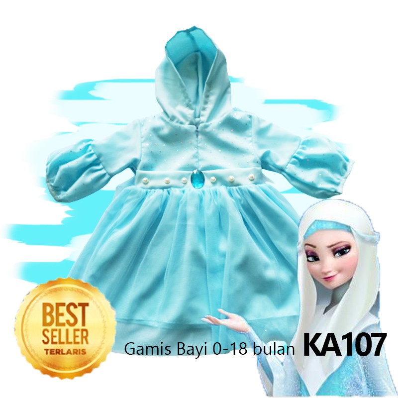 Gamis Baju Muslim Elsa Frozen Perempuan Hijab Bayi 0-18 bulan Princess KA107