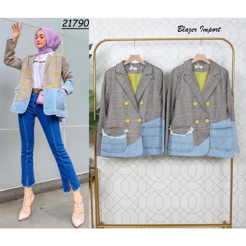 Blazer Korea mix jeans/ Blazer import mix jeans