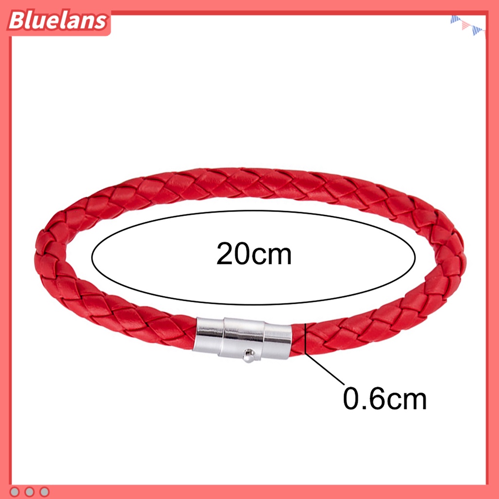 Bluelans Bracelet Braided with Magnetic Buckle Faux Leather Versatile Men Hand Chain