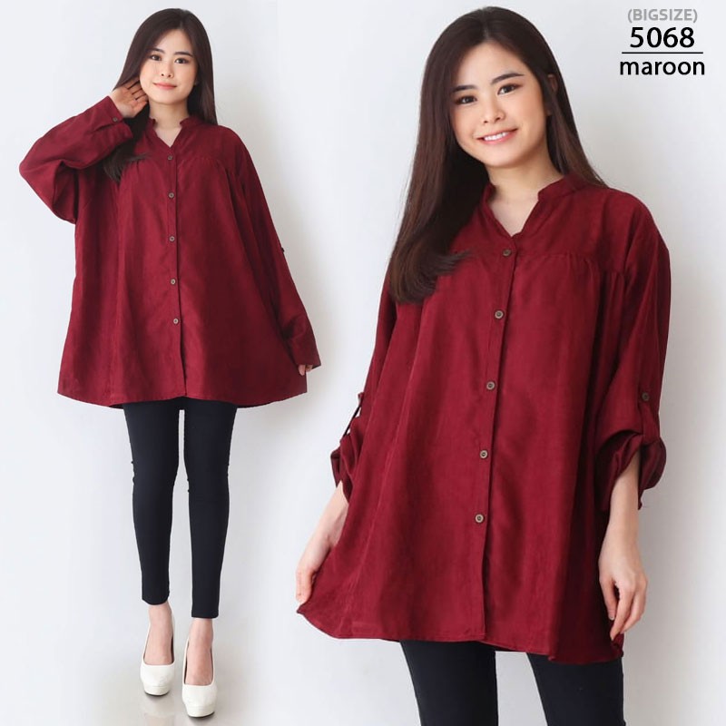 ARENA - VNECK KANCING DEPAN JUMBO SIZE BLOUSE WANITA-2