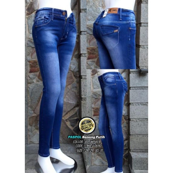 Jeans Wanita L&Y Jeans Benang Putih