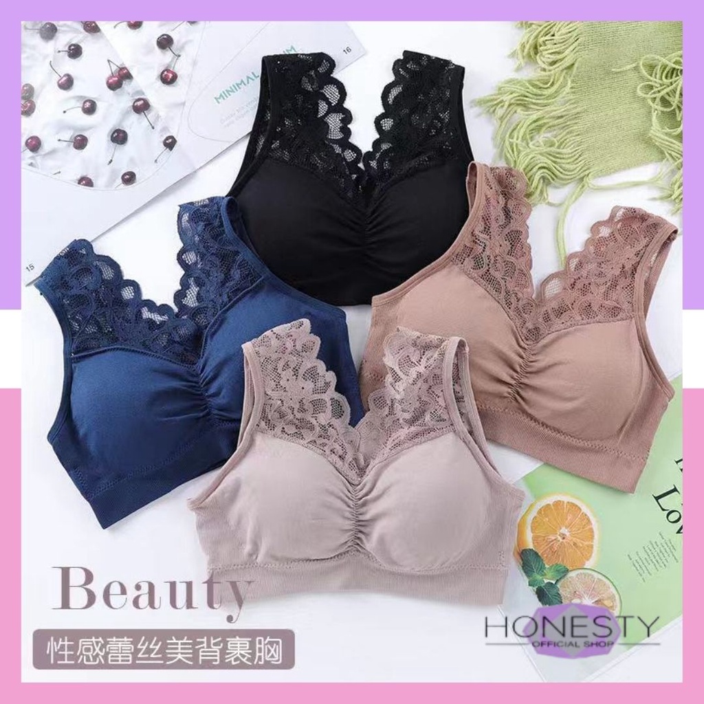 Miss H ~ 167 Bra Wanita BH Pakaian Dalam Bra Tanpa Kawat dengan Cup Free Size Import