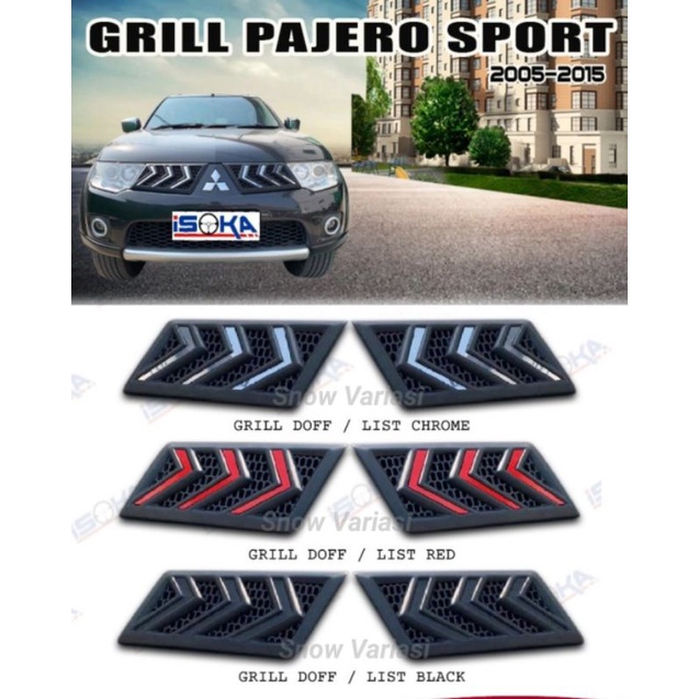 Grill Mobil Mitsubishi Pajero Tahun 2005-2015 Model Rockford Merah