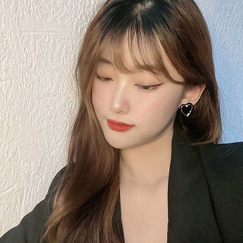 Hu Hu Hu Hu Hu Alat Bantu Pasang Kacamata♡ 1 Pasang Anting Stud Enamel Bentuk Hati Untuk Wanita