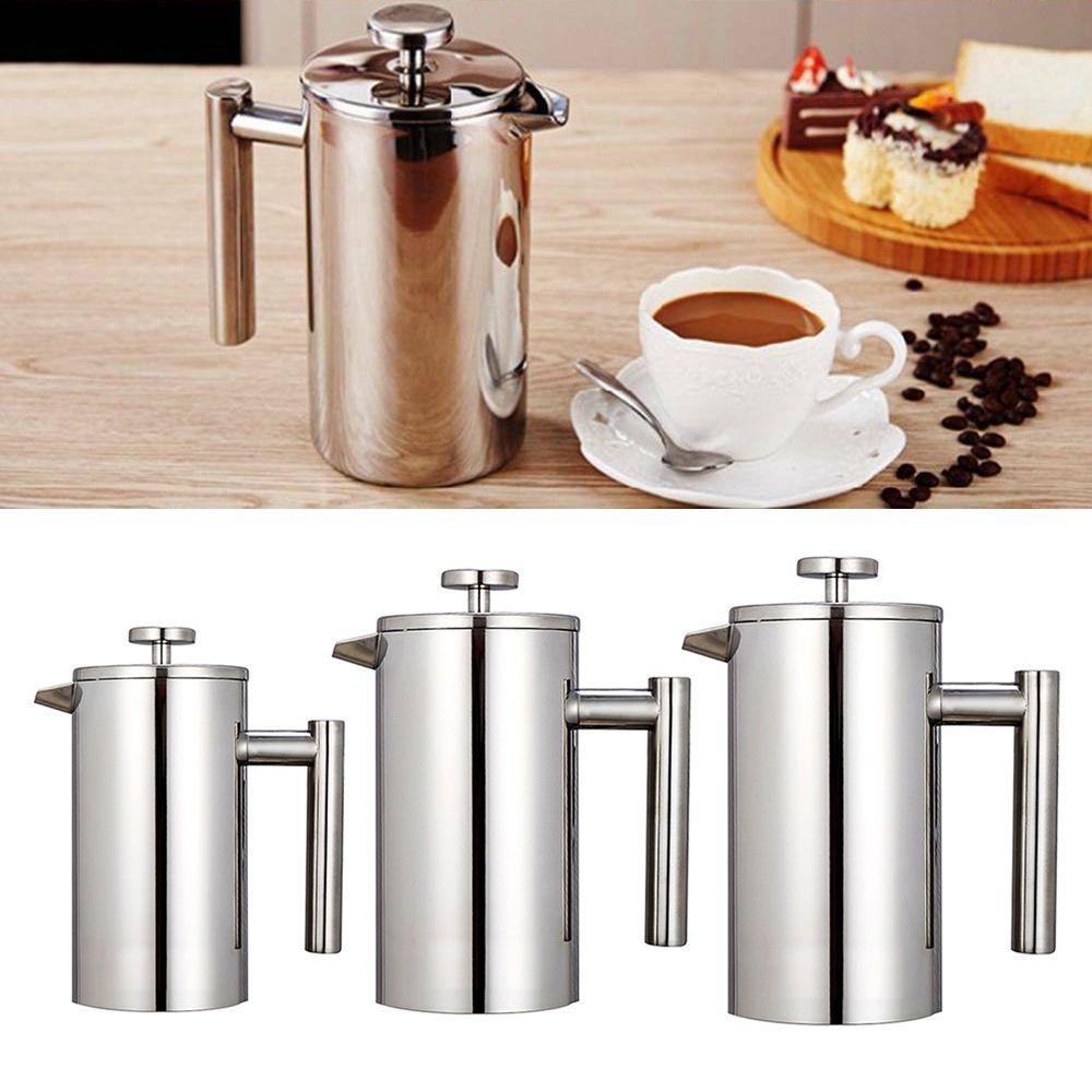 Solighter French Press Coffee Maker Alat Pembuat Teh Tahan Panas Manual Press Kopi304 Stainless Steel