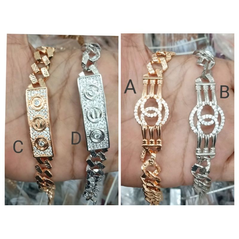 B12. Gelang xuping wanita pria lapis emas dgn mata zircon