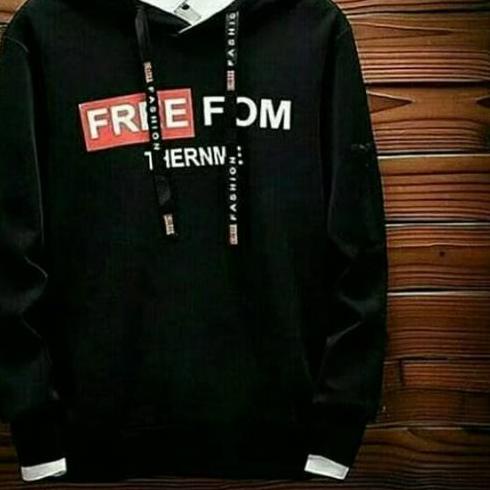 ➥ FREEFOM HOODIE COUPLE PRIA WANITA FLEECE COUPLE MAROON ABU PUTIH HITAM ♕