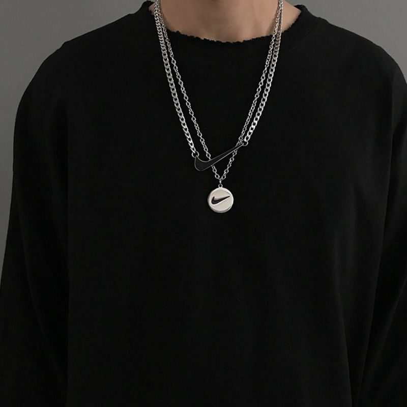 Kalung Bentuk Bulat Bahan Titanium Steel Gaya Hip Hop