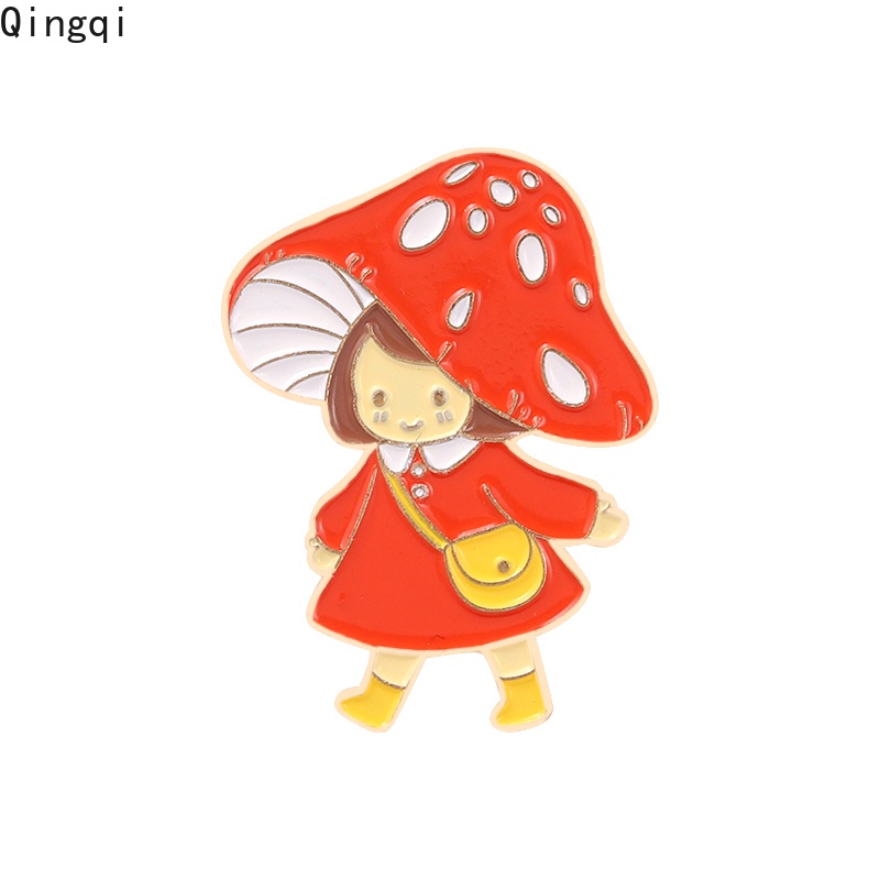 Bros Pin Enamel Bentuk Jamur Kartun Lucu Untuk Aksesoris Tas / Topi