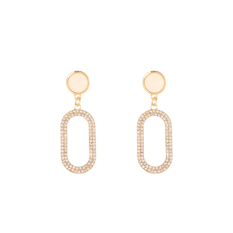 Sterling silver jarum Korea online influencer halus wanita berlian oval eye-catching besar anting-an