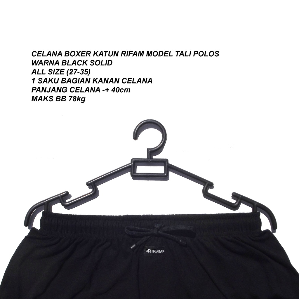 (READY STOCK) CELANA BOXER KATUN MODEL TALI POLOS RIFAM HITAM SOLID