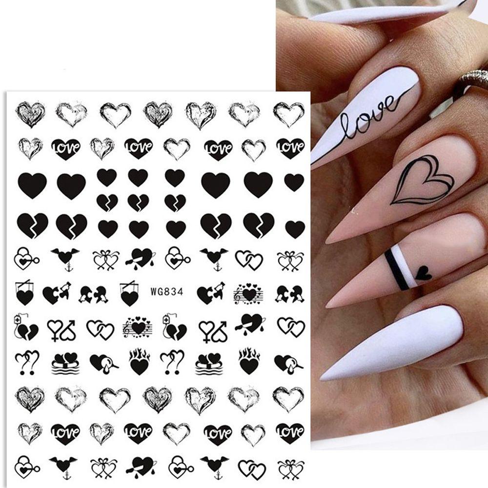 AUGUSTINA Agustina Valentine Day Stiker Kuku Gadis Hati Gelas Anggur Huruf Inggris Nail Decals