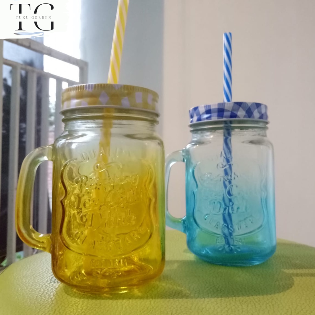 Harvest Drinking Jar Tutup Stainless/Harvest Jar/Mug Jar Glass/Gelas