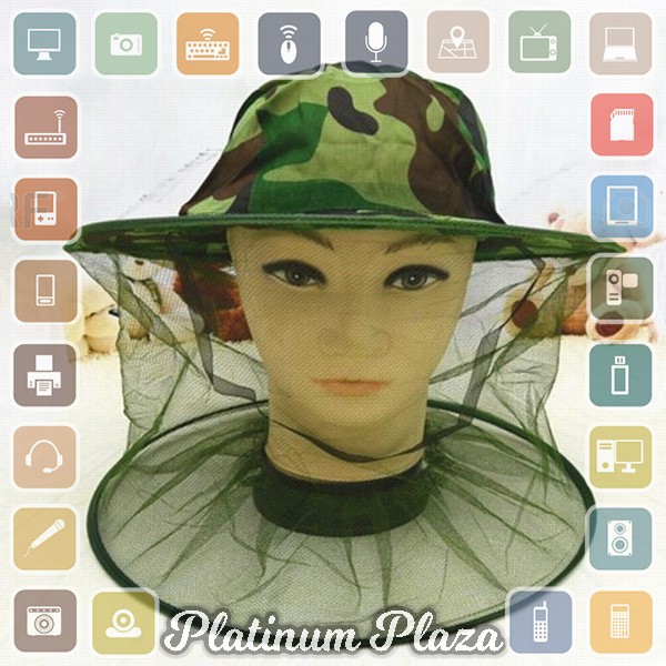 KLV Topi Mancing Jaring Camouflage Anti Nyamuk Lebah - Green`CDY0O9-