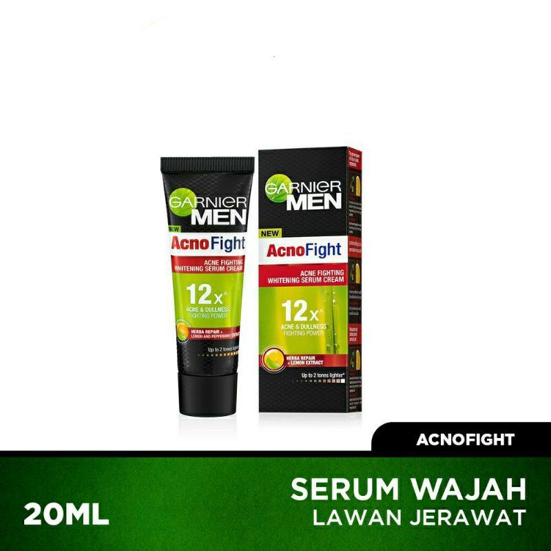 GARNIER ACNO FIGHT WHITENING SERUM CREAM 20 ML CREAM PELEMBAB WAJAH PRIA PENCERAH DAN ANTI JERAWAT