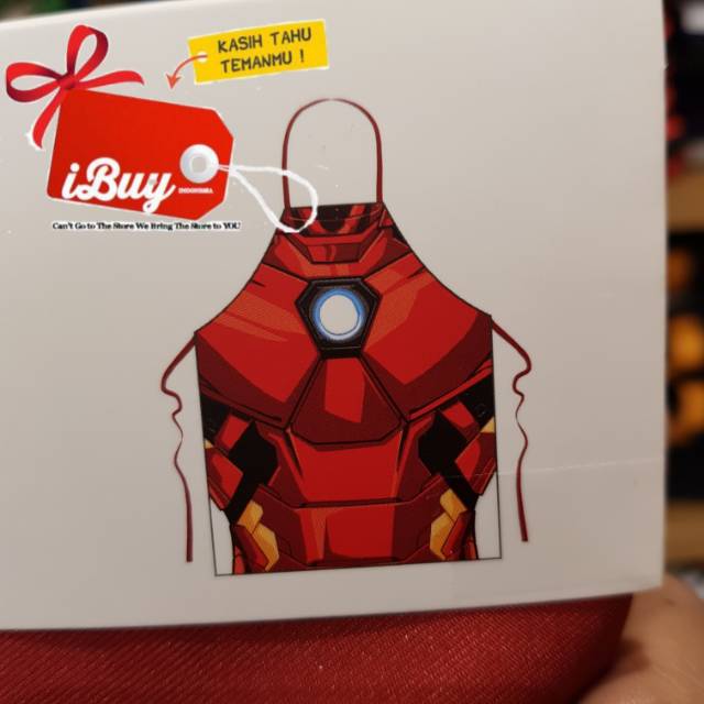 Miniso Ironman Apron Celemek Makan And Masak 70cm X 60cm Red