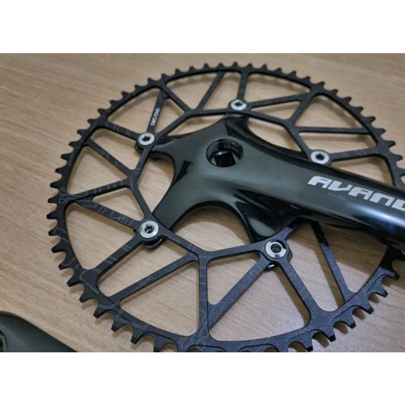 Crank Single 58 T Chain ring litepro Arm Black Hitam Chainring 58T Bisa Seli Sepeda lipat Fixie Fixed Gear komponen sepeda