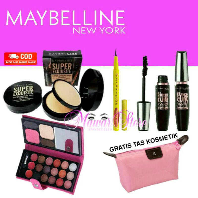 Paket lengkap kosmetik kecantikan / Kosmetik kecantikan maybelline 4 in 1