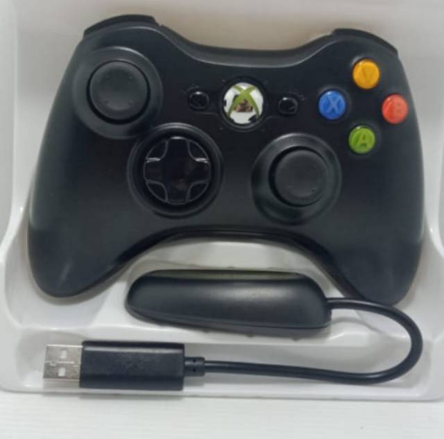 Stick Xbox 360 PC Plus Reciever Original Wireless Hitam