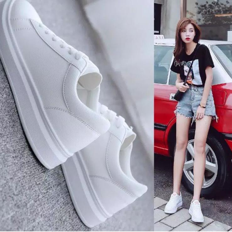 ☄ WOWW REAL PICTURE NIH/SEPATU OLAHRGA KETS PUTIH POLOS/SEPATU CEWEK KEKINIAN/WARNA PUTIH ➸