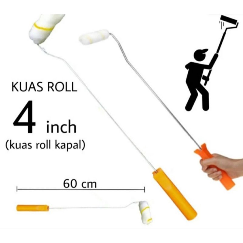 Kuas Rol Kapal Cat Kecil Gagang Panjang / Kuas Roll Kapal 4 Inch