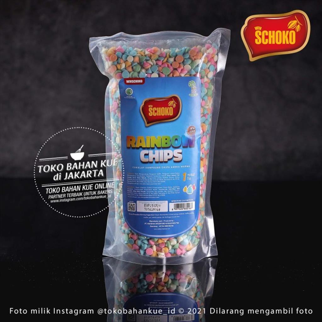 Schoko Rainbow Chips 1kg Chocochip Warna Warni Pelangi Mix Choco Chips