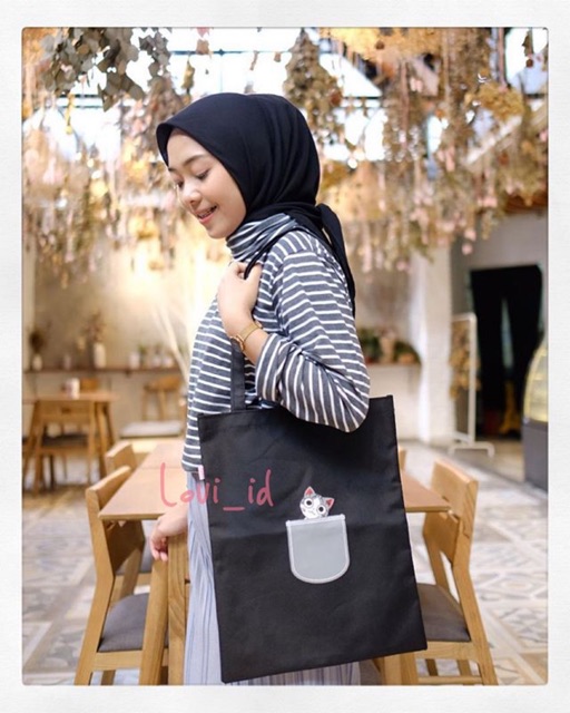 Lovi_id - CHIANG Tas Tote Bag Kucing Saku